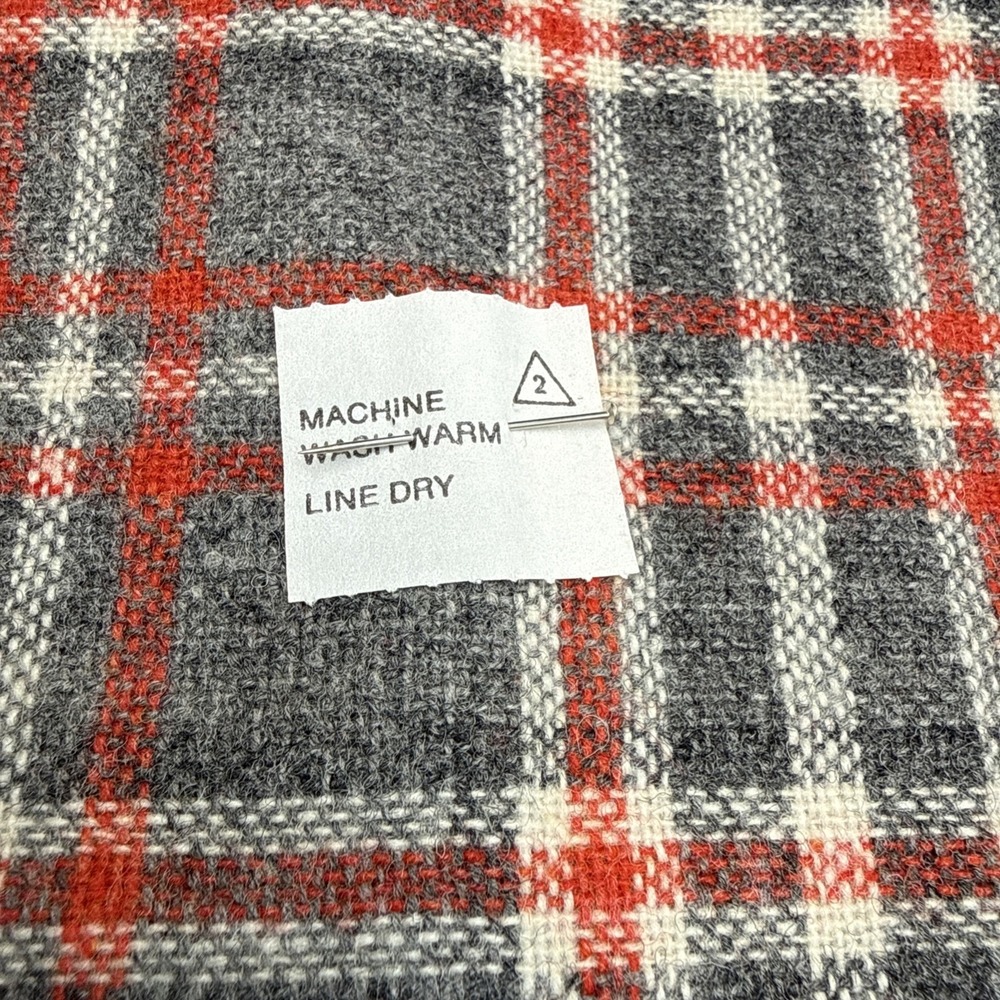 Vintage Wool Fabric Red Gray White Plaid  1.5 Yards (x 54" Wide)